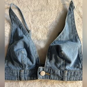 ⭐️ 3/$20 NWT Princess Polly Paige blue denim bra bralette top women’s size 2